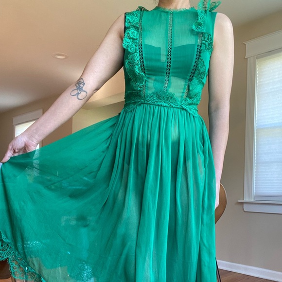 Elegant Green Lace Ted Baker Dress Size 0 - Picture 7 of 8